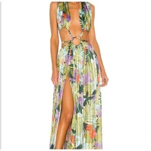 NWOT BRONX AND‎ BANCO Tropics Maxi Dress Silk and Metallic cutout dress Size XS